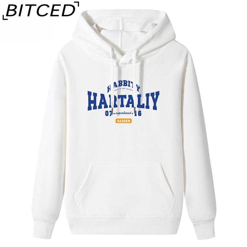 BITCED Хлопковая мужская свободная футболка с длинным рукавом большого размера с принтом и низом, с длинным рукавом, верх M белый