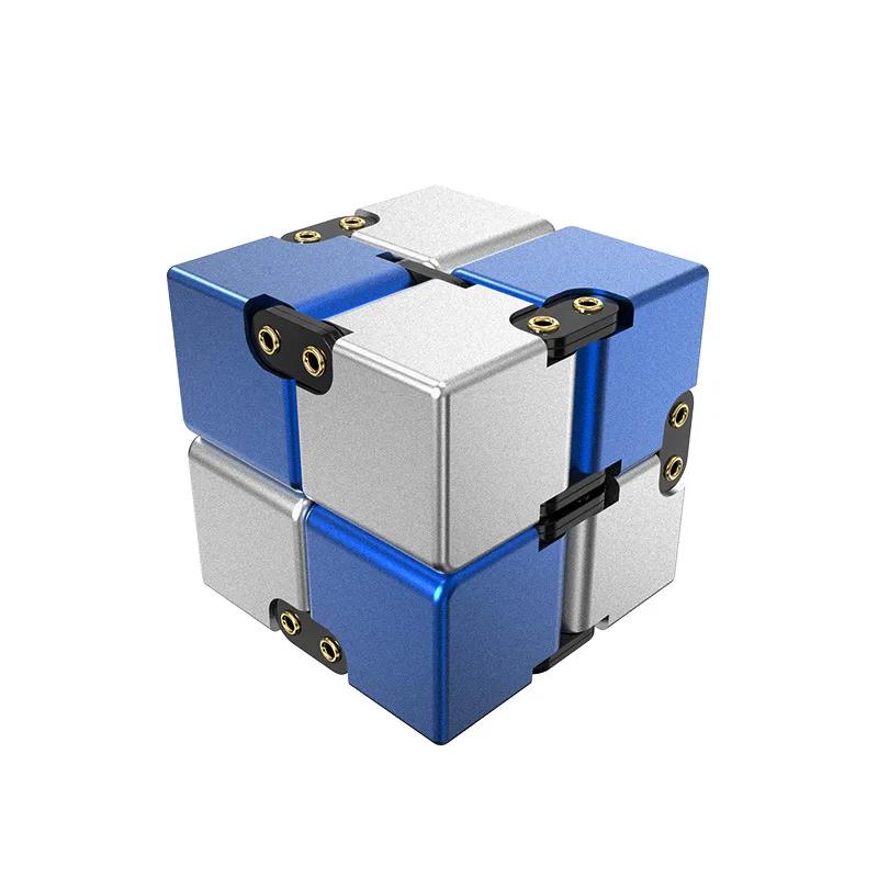 Infinite Cube Aluminum Alloy Metal Edc Stress Relief Mini Toy Portable Office Infinite Flip Cubic Fidget Relax Venting Toys