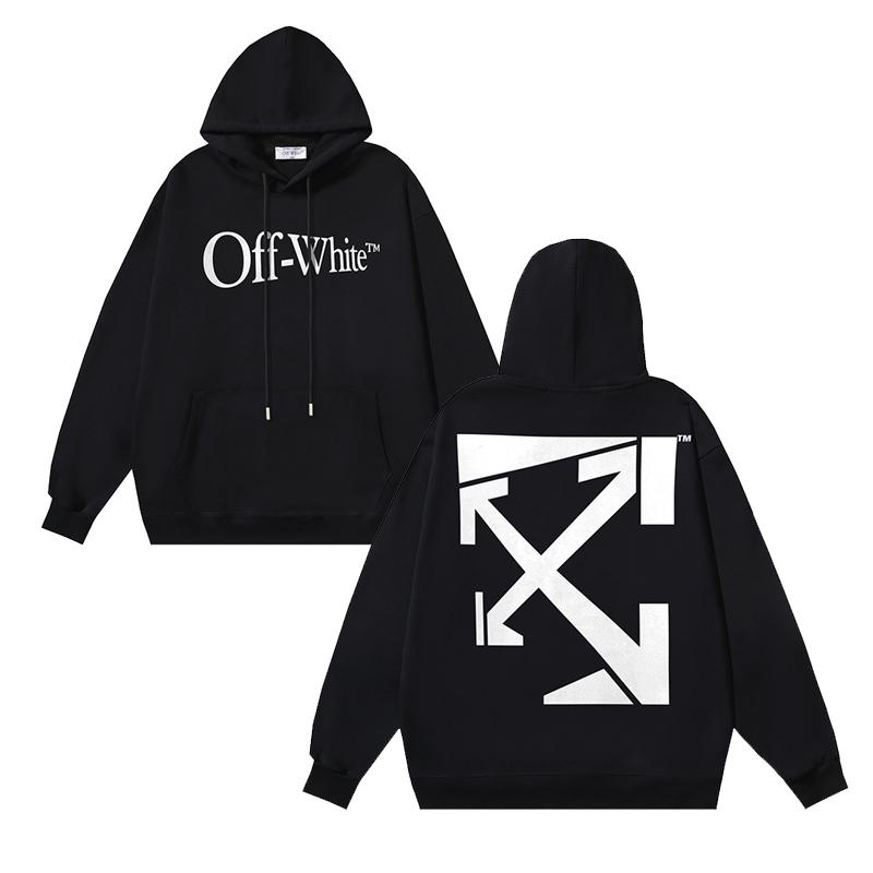 

1277 Off-White 2025 Autumn/Winter New Run Arrow Geometric Arrow Printed Hoodie Men s and Women s Hoodie M чорний