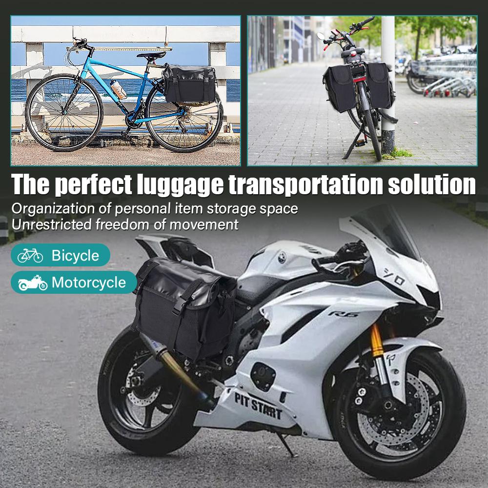 Black Canvas Hanging Bag Motorcycle Double-Sided Hanging Bag with Expandable Capacity, Pressure-Resistant and Tension-Resistant