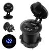 Dual USB Car Charger Lighter Socket Car Modification with Voltmeter 1224V 2.1A+2.1A(Blue Indicator )