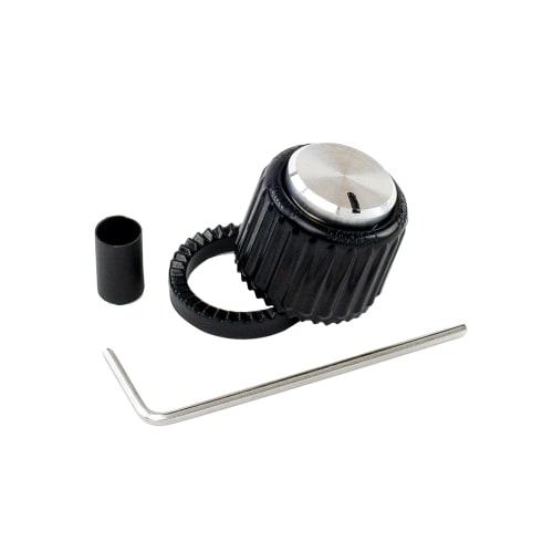 D'Addario LokNob Large Locking Knob, Plastic, Black/Silver, PW-LNL-01BS