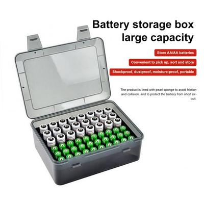 Scatola Porta Batterie 54 Scomparti Organizzatore Batterie con Coperchio Traslucido Porta Batterie con Rivestimento in Spugna per Batterie AA e AAA Cassetto Casa Ufficio