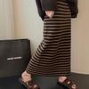 Women's Retro Striped Knit Long Skirt - Autumn/Winter 2025 Collection