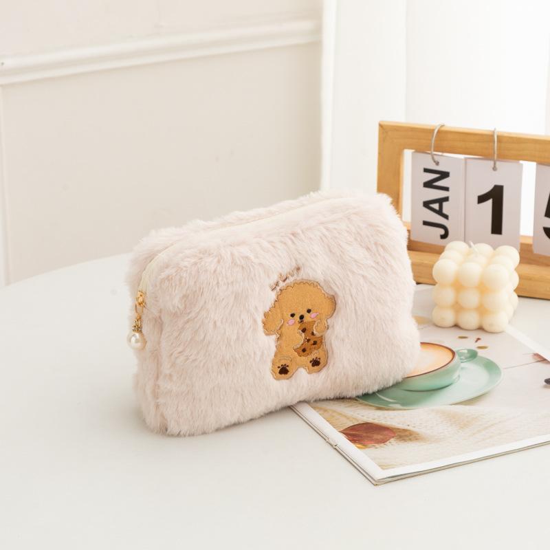Ins Plush Makeup Bag Women Cosmetic Organizer Bags Cute Bear Travel Wash Bag Girl's Large Capacity Pencil Case Stationery Pouch