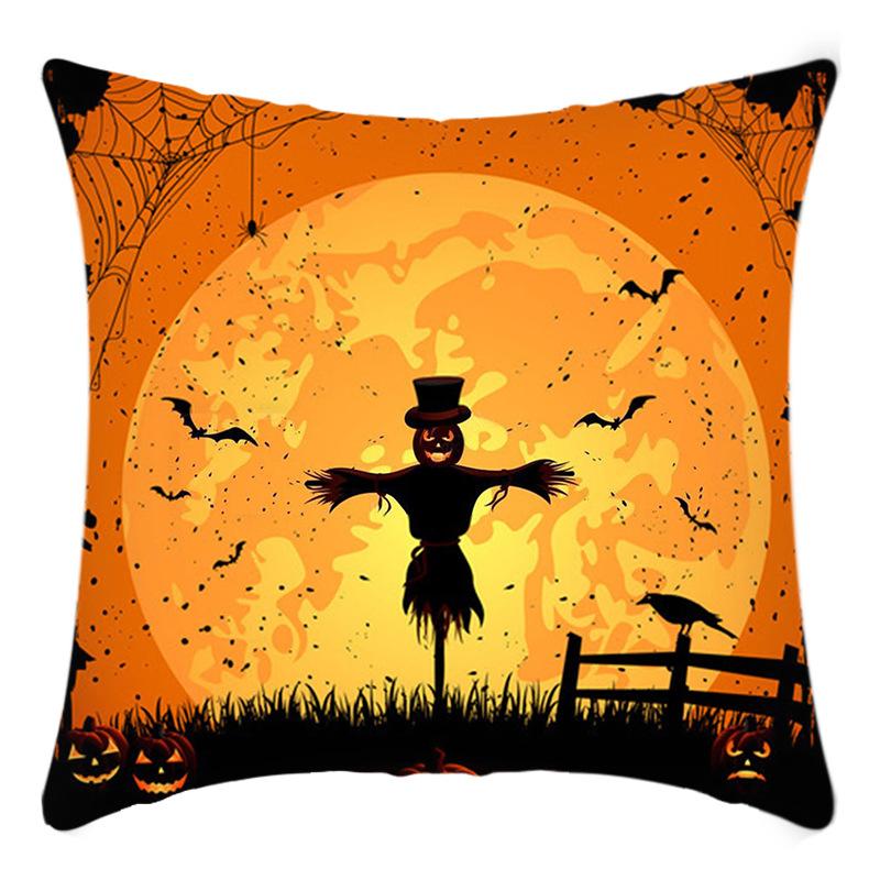 New Halloween Pumpkin Scarecrow Night Print Pillow Home Sofa Cushion Cover