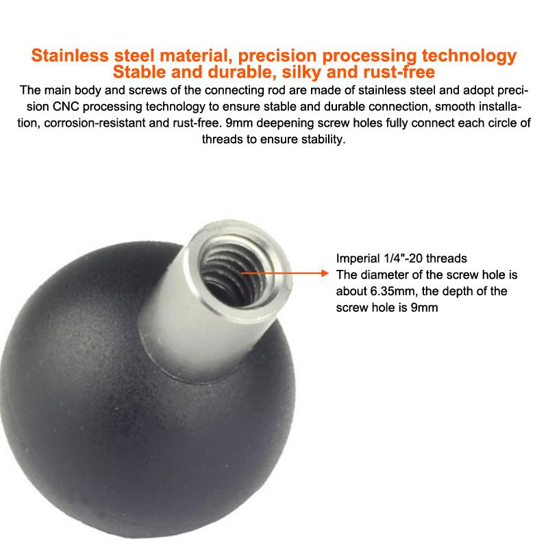 1 Piece 1 Inch To 25/17/20Mm Composite Extension Ball Double Ball Mount Adapter For Ram Mounts Double Socket Arm Accessroeies