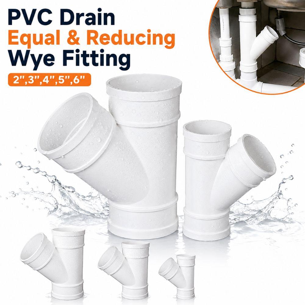2",3",4",5",6" PVC Drain Wye Fitting Y-Shaped Drain Pipe Joint Pipeline Accessories