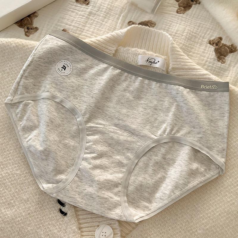 Plus Size Mid Waist Solid Pure Cotton Antibacterial Breathable Women Underwear Panties