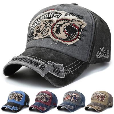 Baseball Hats for Men and Women Spring and Autumn Retro Washed Cotton Korean Version Tide Embroidery Sunshade Soft Top Cap Couple