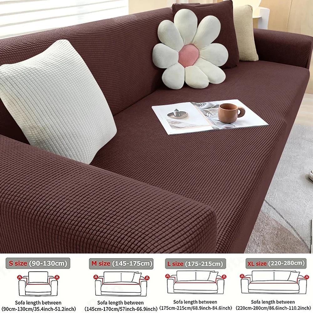 Jacquard Elastische Sofabezug Heimdekoration Stretch Couchhülle für Wohnzimmer Vollabdeckung Sessel Ecke Überwurf S/M/L/XL Größe
