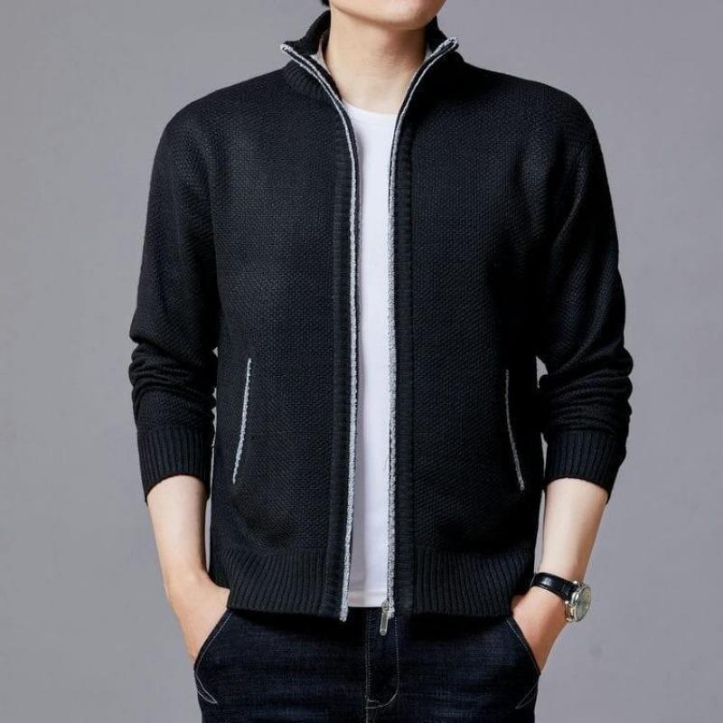 Men S Long Sleeve Zip Up Knit Cardigan Warm Fashion Sweater