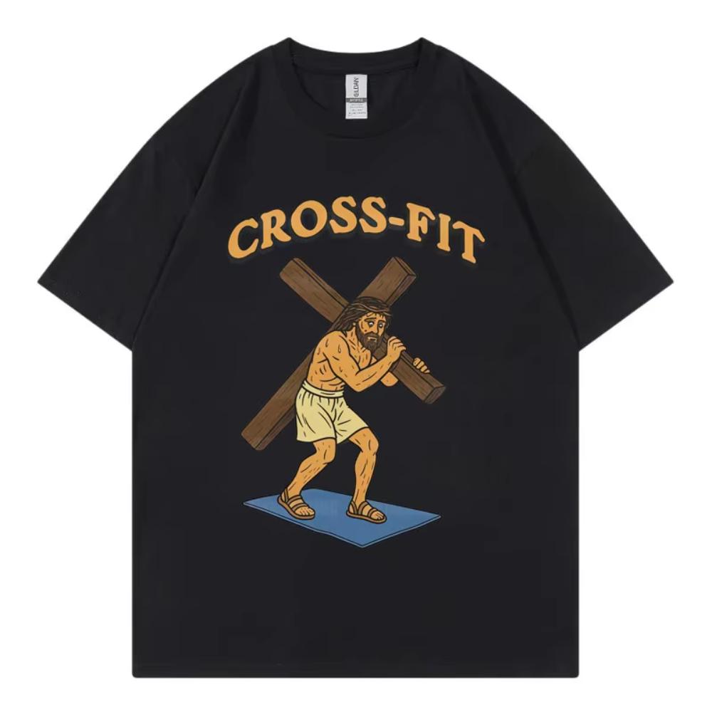 Jesus Funny Christian Gym Meme Tshirt Fashion Vintage Short Sleeve Tshirt Unisexs Women Clothing Casual Cotton TShirt Streetwear