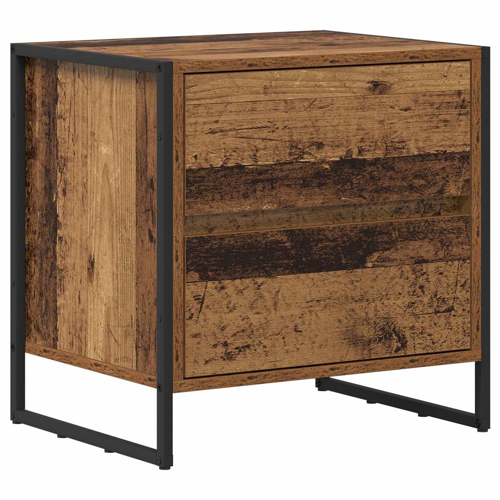 Nightstand Set of 2 Reclaimed Wood Look 50 X 39.5 X 50 Cm Engineered Wood