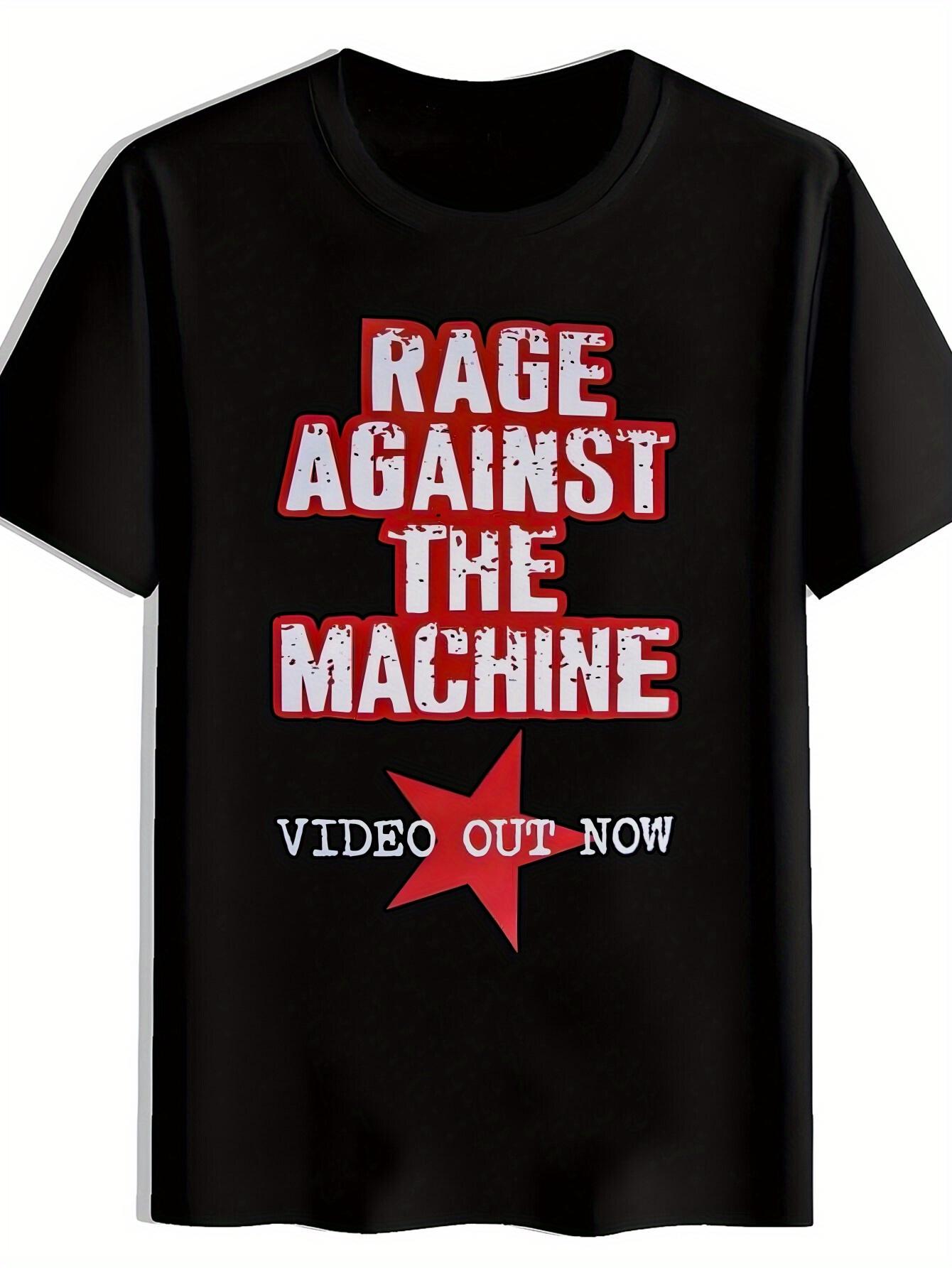 Vintage Rock Band Graphic T-shirt - RAGE AGAINST THE MACHINE Distressed Print XL