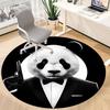 1pc Panda Print Chair Carpet for Office, Round Polyester Mat, Indoor Decor for Office, Easycare Fabric, Washable Non-slip Area Carpet