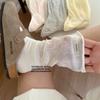 Lichte veterschoen sokken voor kinderen, lente en zomer, stapelsokken, puur katoen, effen kleur, ademend, met letterpatroon, lange sokken