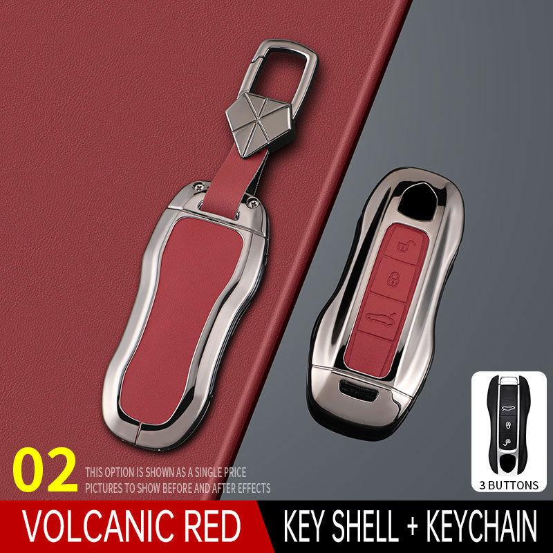 Für Porsche Schlüsseletui Cayenne Macan Paramela 911 Auto-Schlüsseletui 718 Metall Leder Schnalle