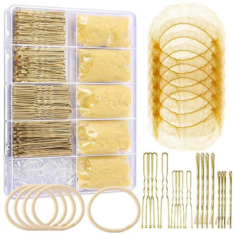 Professional Hair Styling Supplies Invisible Hair Nets Elastic Rubber Ties U Clips Straight Clips for Salon Hairstyling