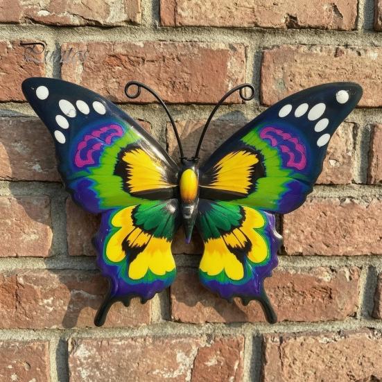 Metal Butterfly Wall Art Decor for Garden Yard Patio, Large Iron Whimsical Hanging Sculpture, Outdoor Fence Farmhouse Backyard Accents