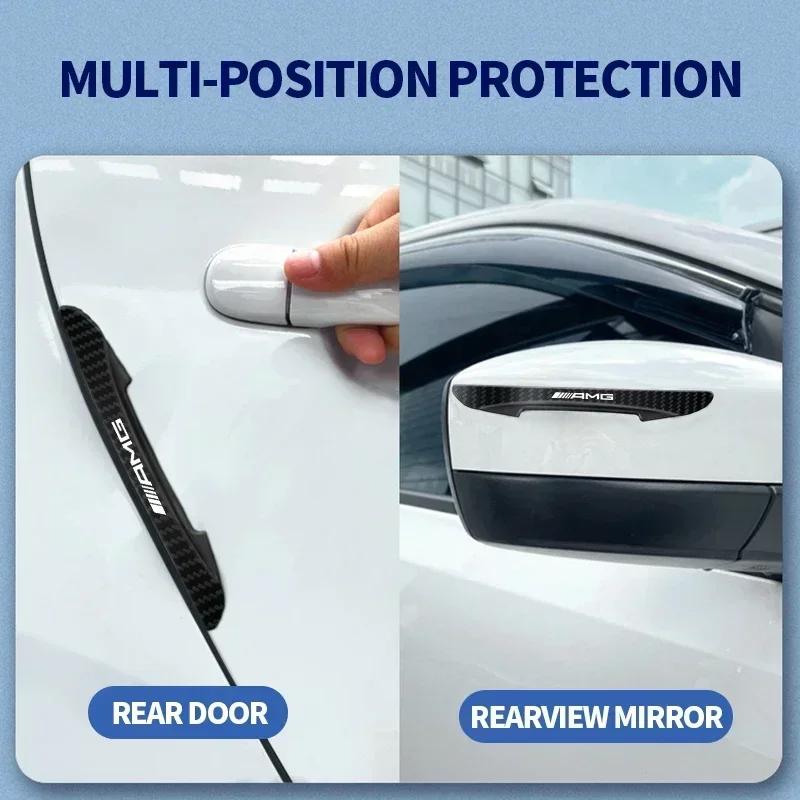 RAT2 4pcs Carbon Fiber Look Car Door Protective Sticker For Mercedes benz AMG W204 W203 W212 W211 W124 W210 GLC E Auto Accessories
