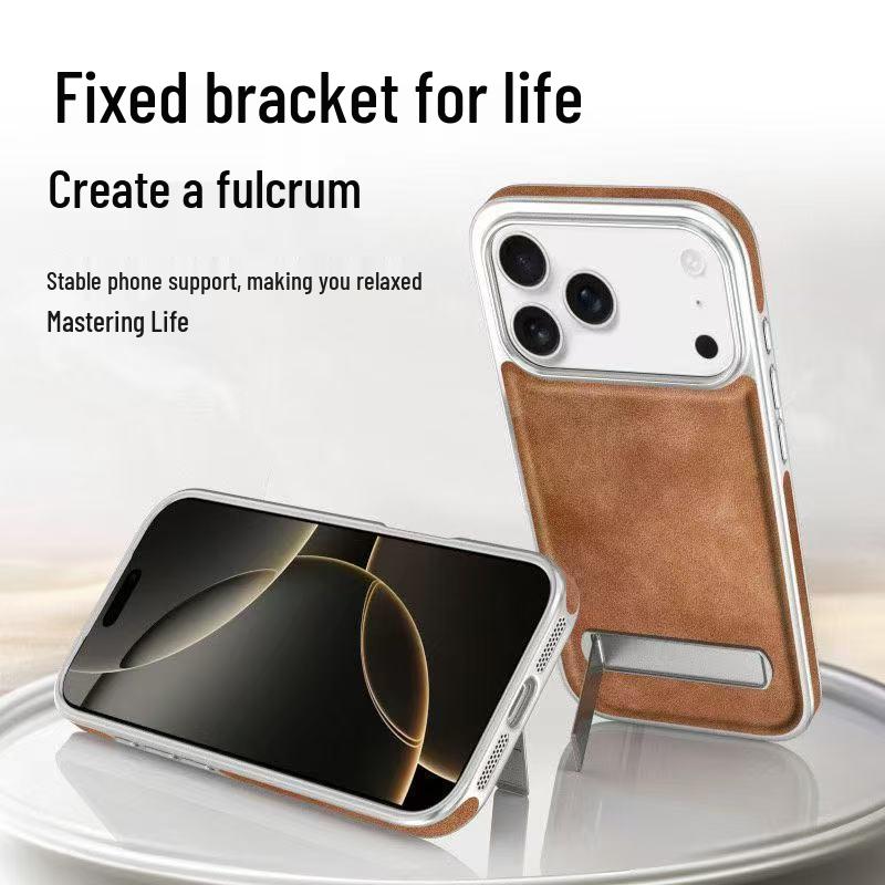 Drop-Proof Leather Case with Invisible Stand for iPhone 17 Pro Max