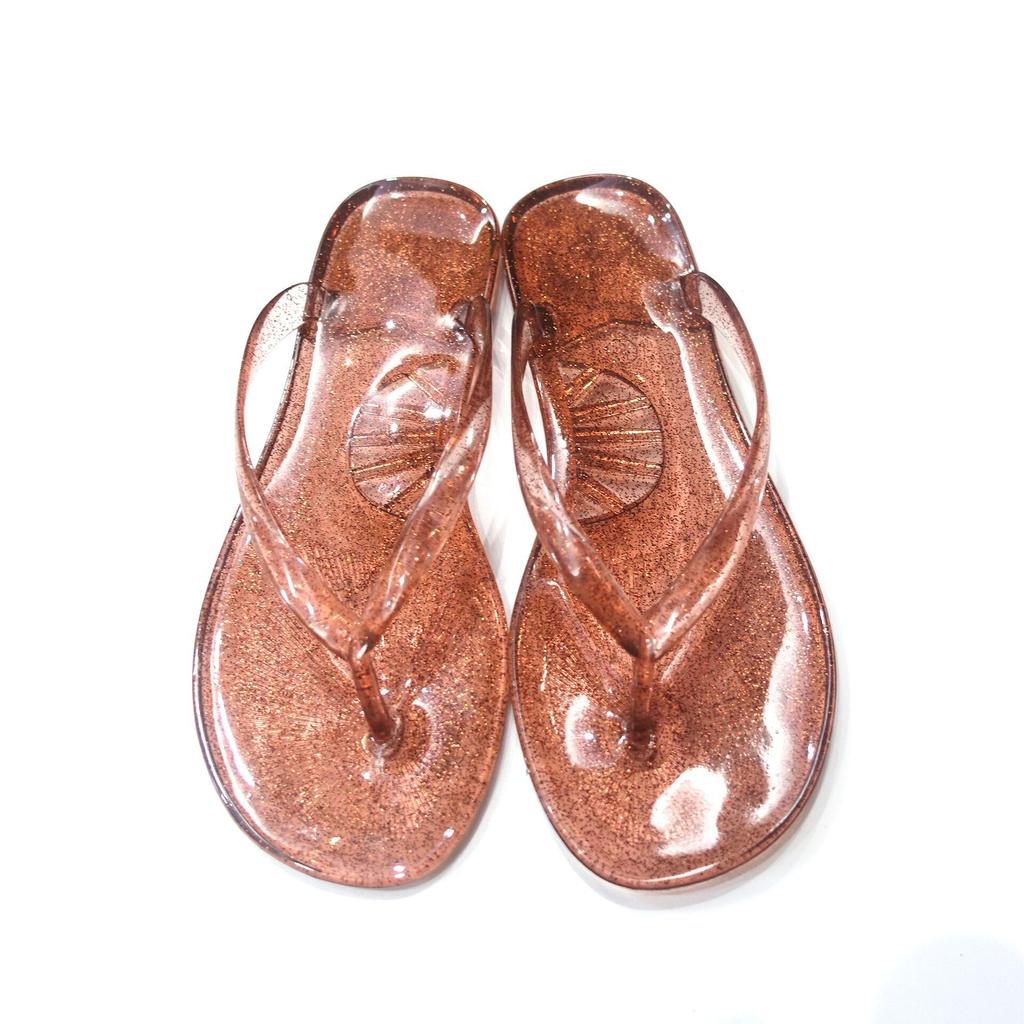 Women's Crystal Jelly Sandals Flip Flops Summer Slip On Beach Slides Flat Thong Sandals Comfort PVC Clear Open Toe Slippers Dressy Shoes for Women