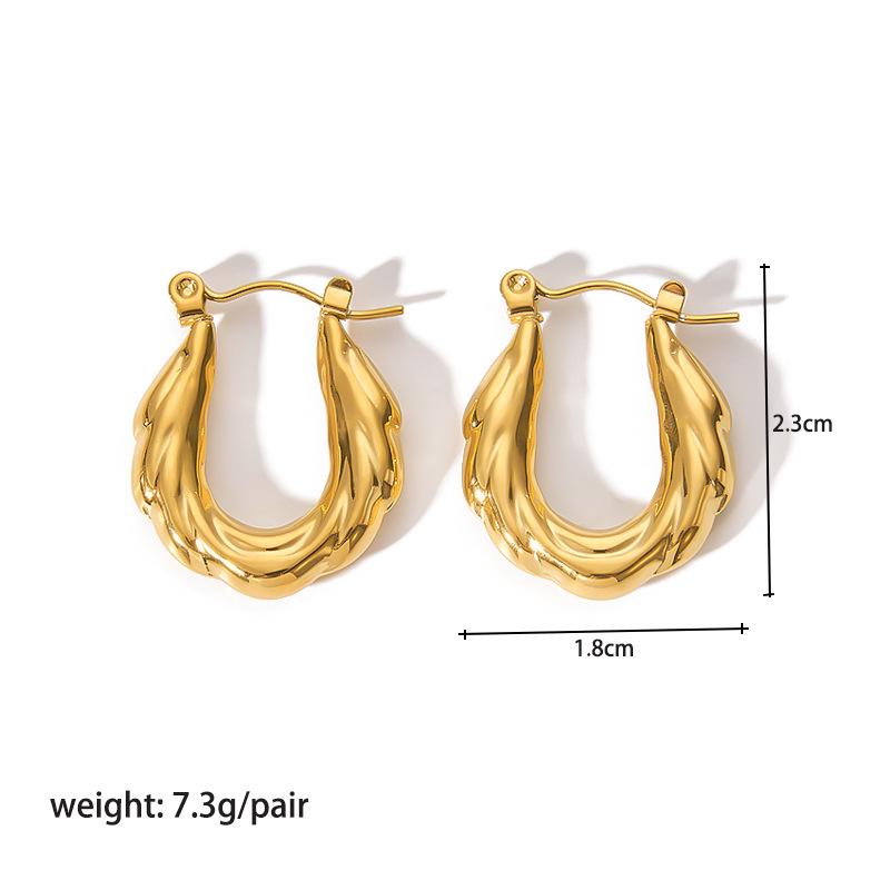 High-End 18K Gold Circle Earrings - Stainless Steel Women's Versatile Titanium Design