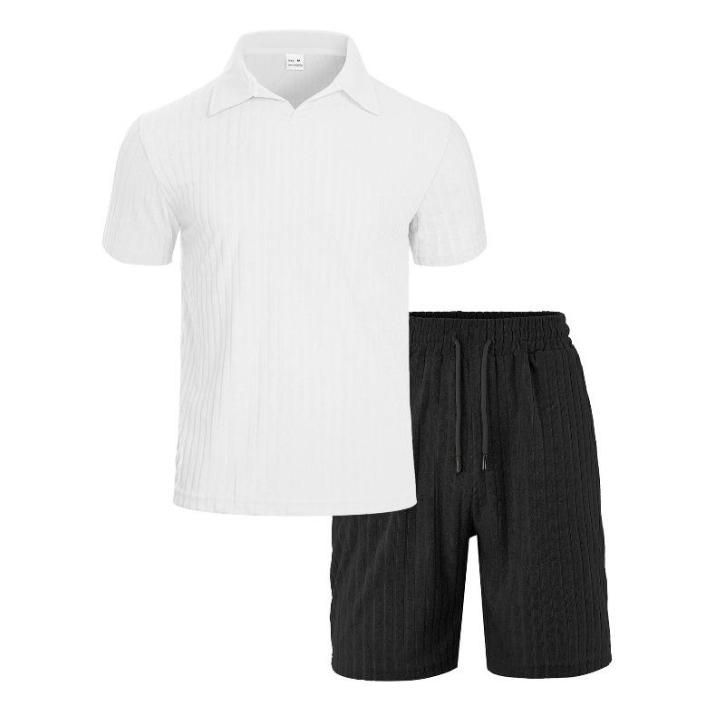 

Текстурные шорты с коротким рукавом мужские летние для отдыха и спорта в стиле old money, рубашка с лацканами XXXL