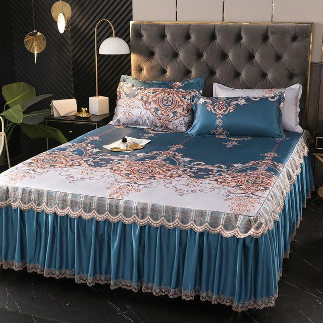 Cool Mat Ice Silk Mat Trzyczęściowy zestaw Pojedynczy Podwójny Można prać w pralce Narzuta na łóżko Letnie łóżko Rozkładane Składane Klimatyzowane siedzisko