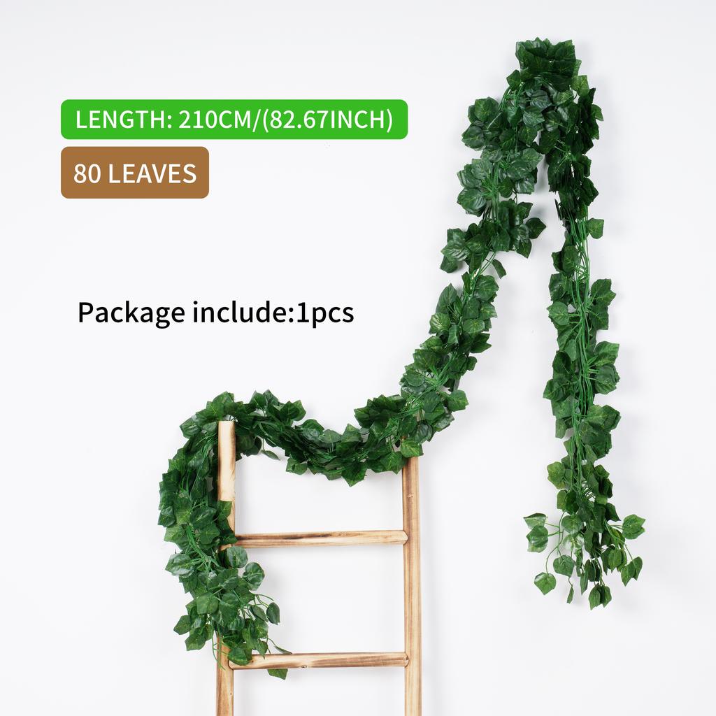 1 piece 2.1M Home Decor Artificial Ivy Leaf Garland Plants Vine Fake Foliage Flowers Creeper Green 80pcs leaf Ivy Wreath