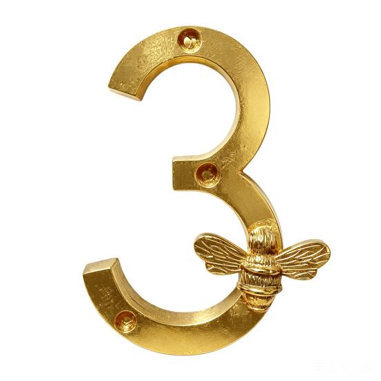 Bee House Number for Outside, Weather-proof Alloy Floating Address Numbers, Metal Number Sign for Door, Mailbox, Wall, Yard