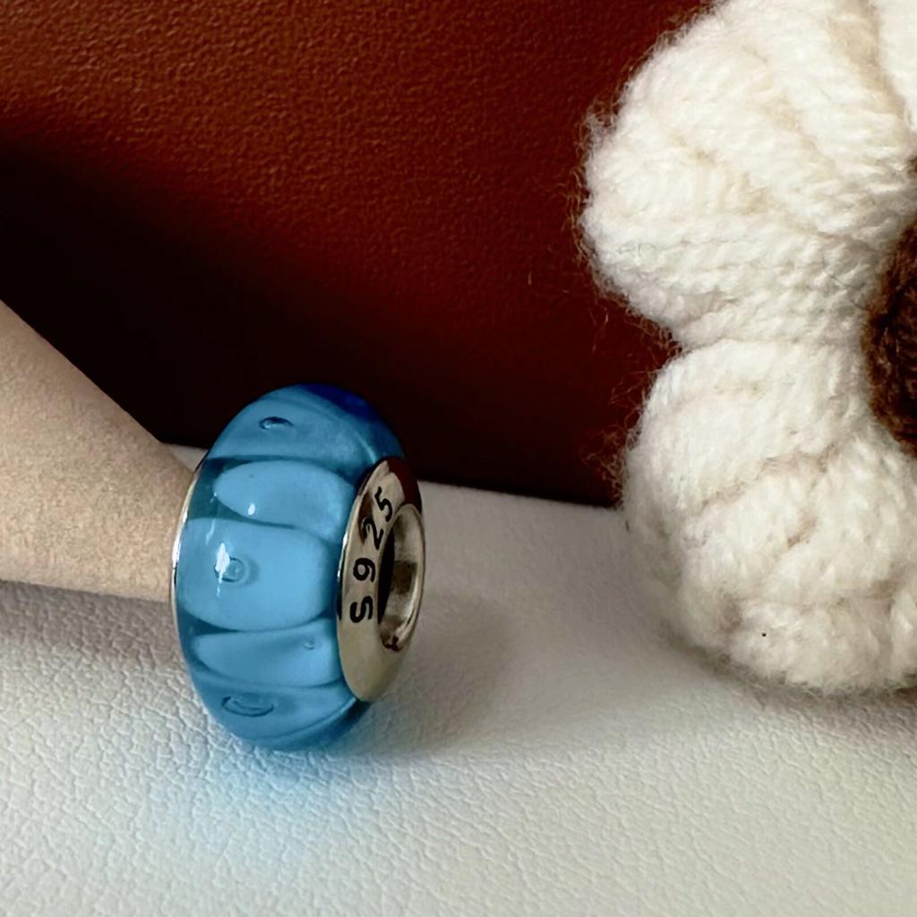 Colorful copper Mini Murano Glass Bead Charms Charm Fits Authentic Bracelets Blue Faceted Murano for Women Necklaces Jewellery