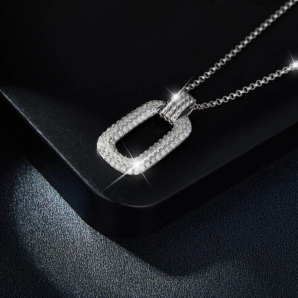 D Color  Real 1mm 1.3mm Full Moissanite Pendant Necklace For Women Man S925 Silver Plate 18K White Gold Fine Jewelry