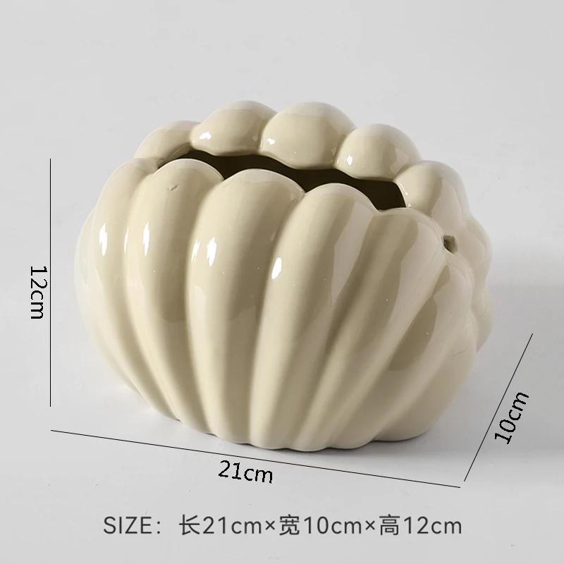 

Кремовий стиль керамічна коробка для серветок креативна коробка для серветок у формі мушлі паперова коробка робочого столу футляр для серветок побутова знімна коробка для серветок