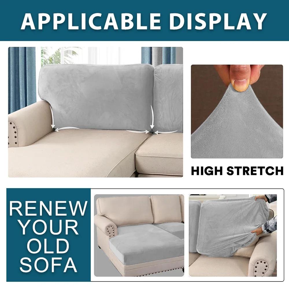 Velvet Sofa Cushion Covers for Living Room Plush Sofa Seat Cover Soft Stretch Sofas Couch Slipcover Furniture Protector