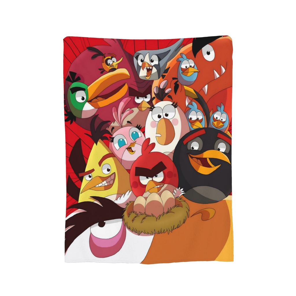 A-Angry Anime B-Birds Games Red Fleece Throw Blankets Blanket for Bedding Car Super Warm Bedspread,