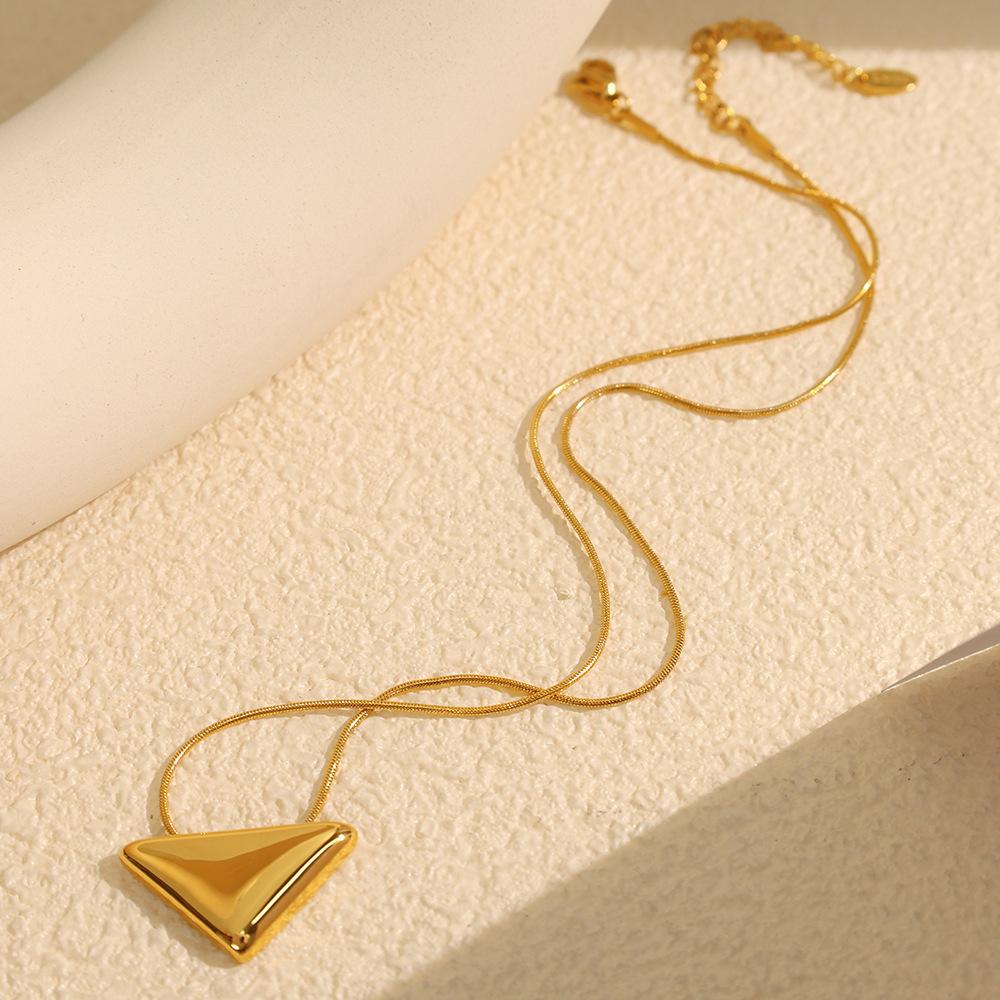 Fashion New Simple 2026 Golden Triangle Personality Clavicle Chain Cold Wind Advanced Plated 18K Gold Necklace