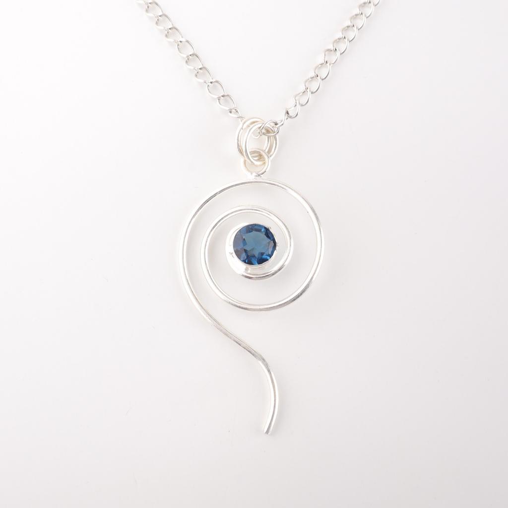 Natural London Blue Topaz Gemstone 925 Sterling Silver Jewelry Handmade Pendant PP-42-19