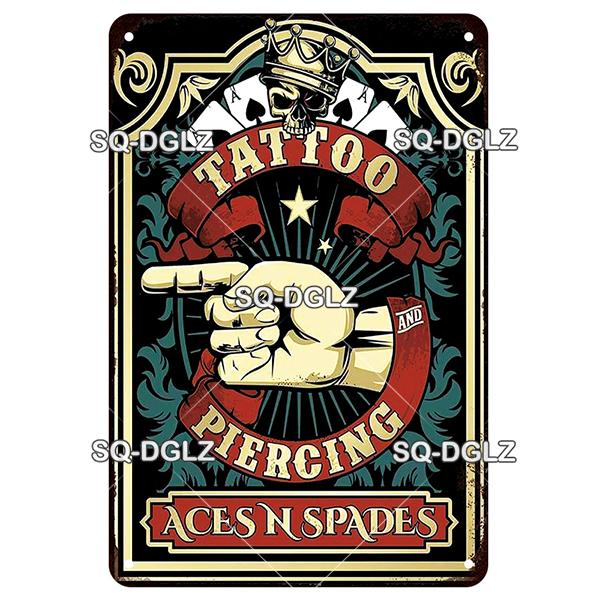 [SQ-DGLZ] Tattoo Styles Metal Sign Vintage Plaque Tin Sign Plate Wall Decor For Bar Club Man Cave Art Painting Travel Poster