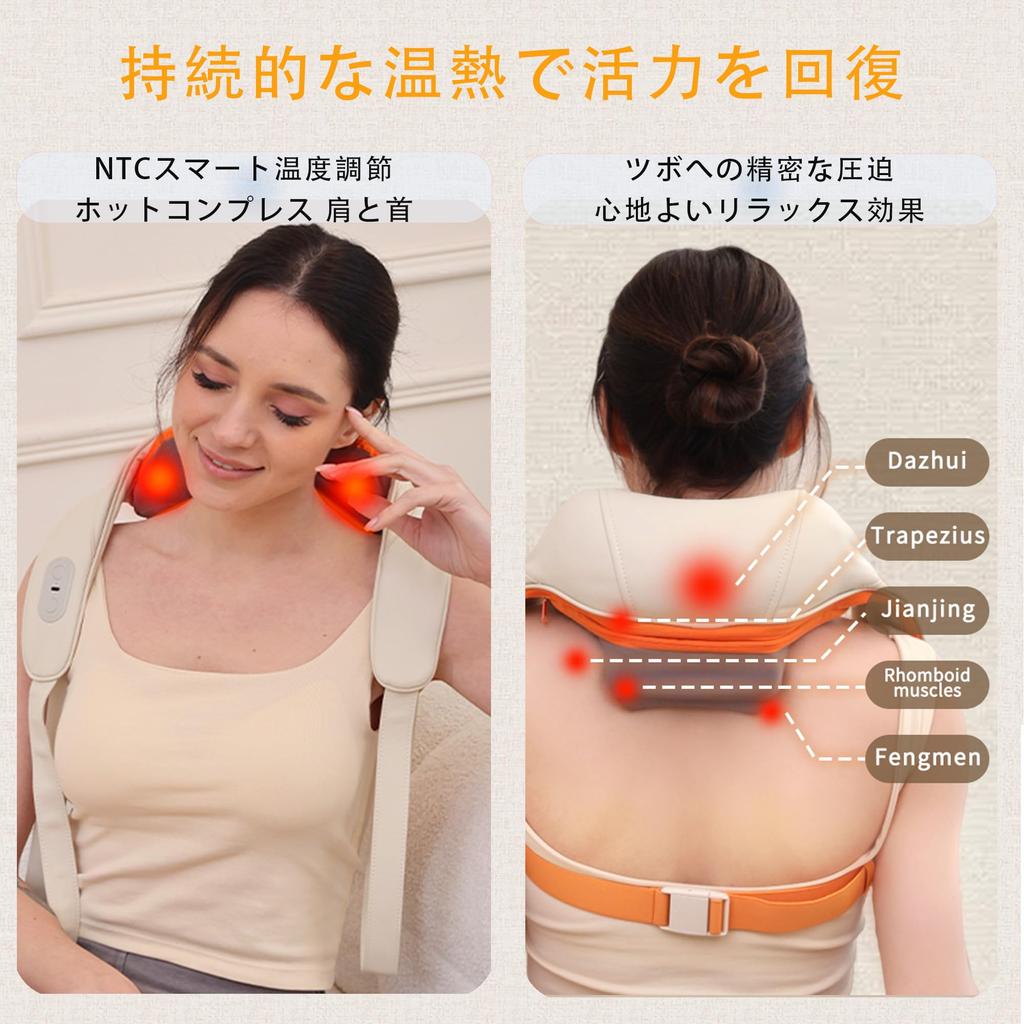 Neck Shoulder Stiffness 4D 3D Kneading Heating Shoulder Blade USB Lightweight and Great Gift for Respect for the Aged Day or Birthday Massager,