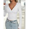 Women's Y2K Temperament Slim Solid Color Long-sleeved Top Tshirt