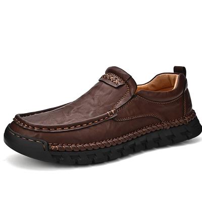 Klassische handgefertigte lässige Lederschuhe Herren-Loafer, bequeme Mokassins, flache Herrenschuhe, echtes Leder, Herrenschuhe