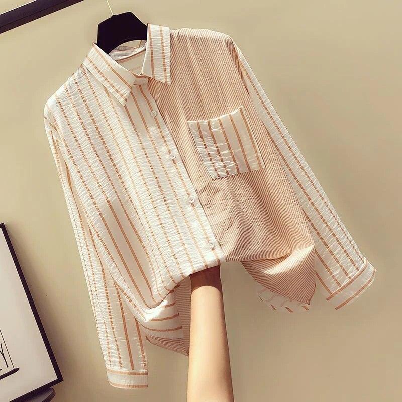 New Fresh and Fashionable Loose Top for Women, Versatile and Slim Stripe Spliced Shirt for Women