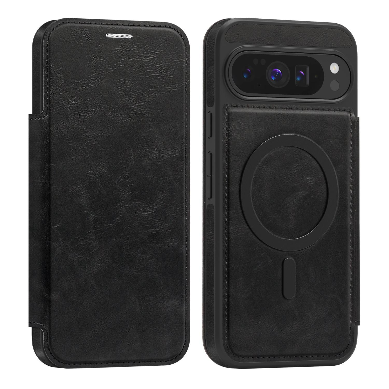 

For Google Pixel 10 Pro XL Magnetic Case RFID Blocking Card Holder Leather Phone Cover D