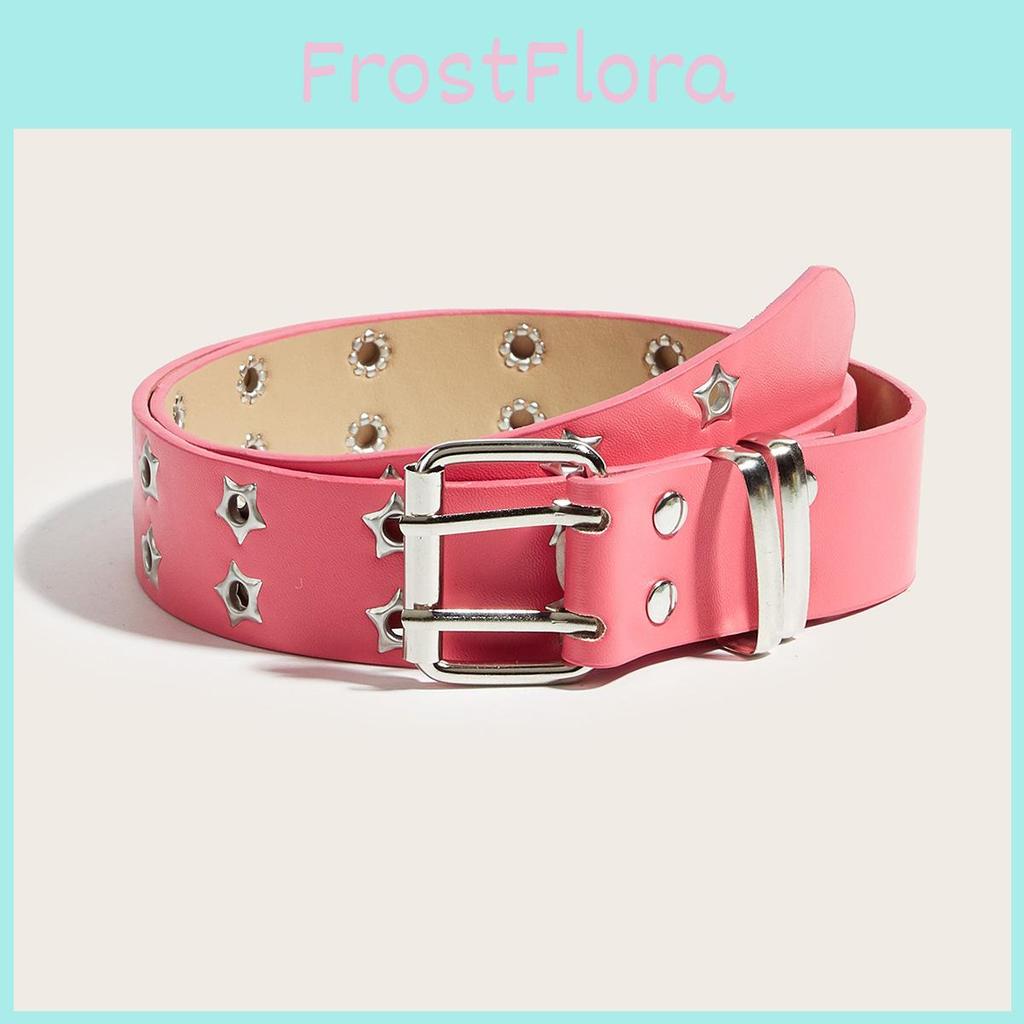 Punk Design Star Shape Pu Belt With Double Pin Closure For Street Style