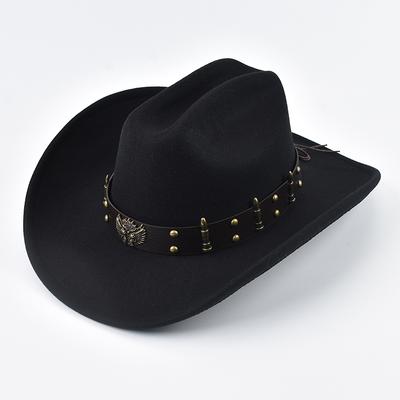 Pălărie Western Cowboy pentru Bărbați Femei cu Piele Vintage Margine Mare Domn Cowgirl Pălărie Cloche Șepci Bisericești
