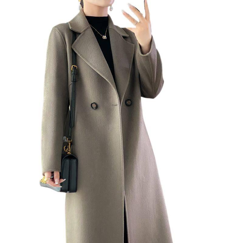 Wool Double-sided Woolen Middle-aged Mother Coat Women's Autumn and Winter Long Over-knee Slim-fitting and Thin Autumn and Winter Coat