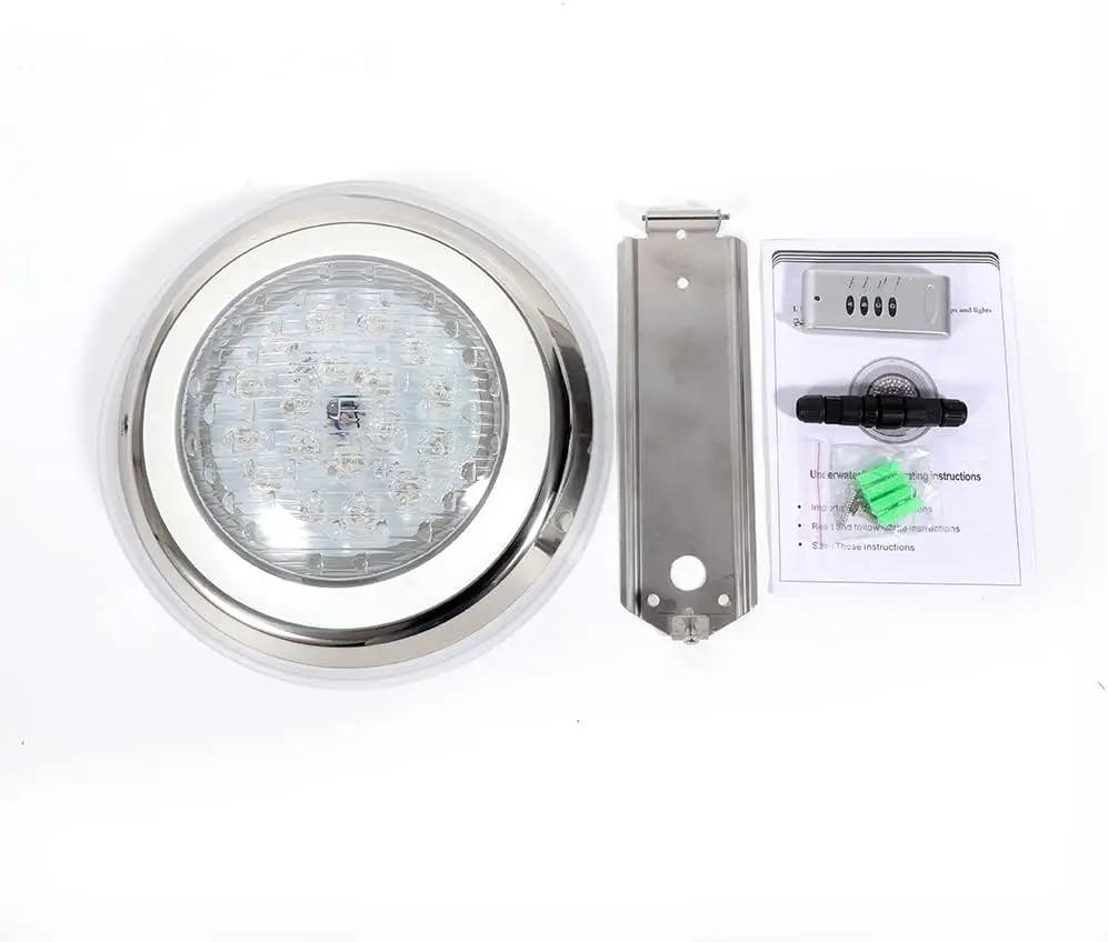 

54W LED Pool Lighting IP68 Underwater Pool with Remote Control, Stainless Steel Underwater Swimming Pool Light, Light Angle: 30° белый