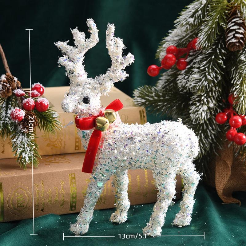 1pcs Christmas Reindeer Deer Ornaments Decorations House Tabletop Decor Hanging Baubles Flocking Mini Deer Pendant Elk Cloth